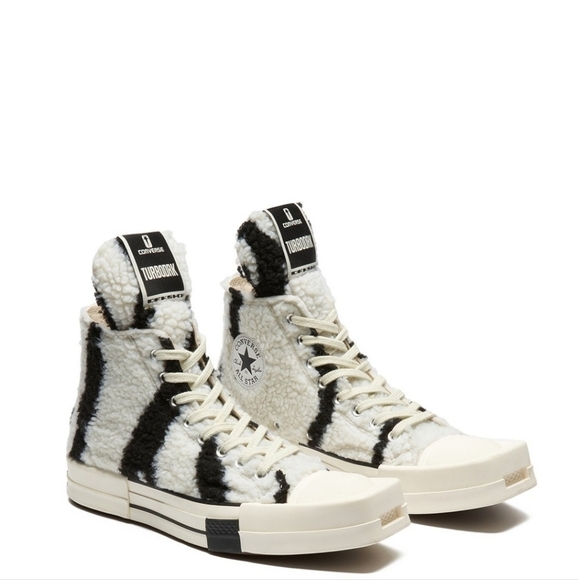 Rick Owens DRKSHDW TURBODRK Chuck 70s high zebra sneaker 9 - Picture 1 of 12